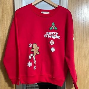 Wound Up size Medium 7-9 Red Merry & Bright Holiday Festive Sweatshirt HoHoHo